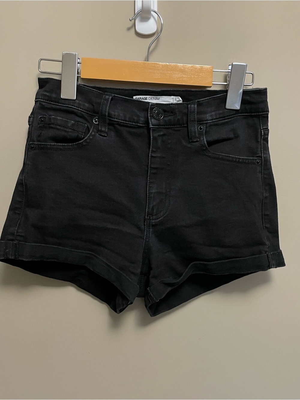 Garage Denim Black High Rise Shorts Women’s 01 25
